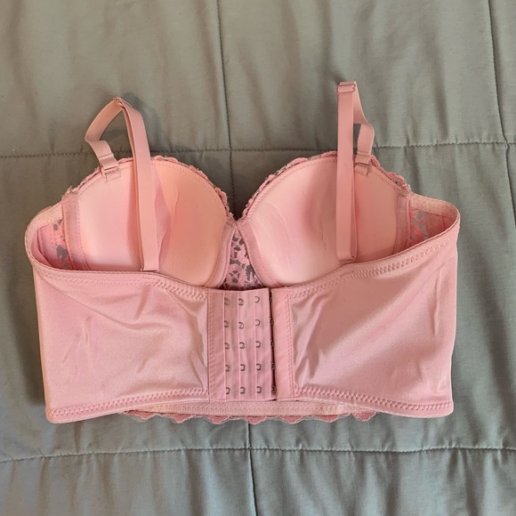 Lace Rhinestone Bustier Crop Top | Light Pink - Picture 3 of 4